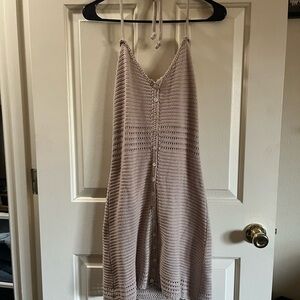 Beige Knit Button-Down Dress